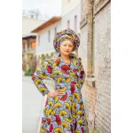 Hoodie-Wickelkleid mit Blüten