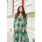 Hoodie-Wickelkleid Grüner Print