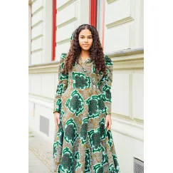 Hoodie-Wickelkleid Grüner Print