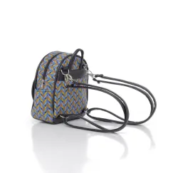 Shweshwe Mini-Rucksack Blau vorne