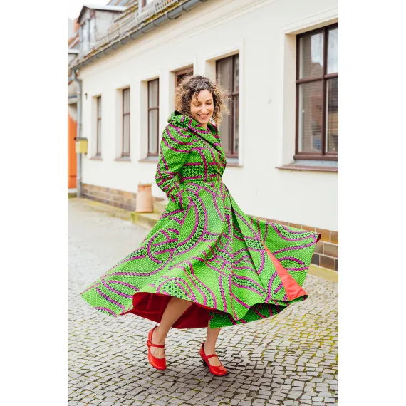 Hoodie-Wickelkleid Pink-Grün ohne Hoddie