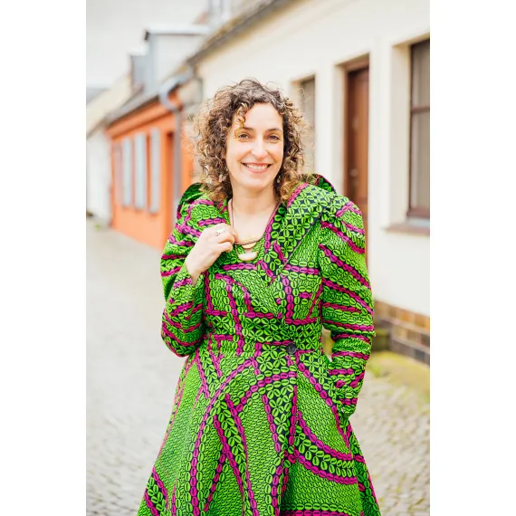 Hoodie-Wickelkleid Pink-Grün