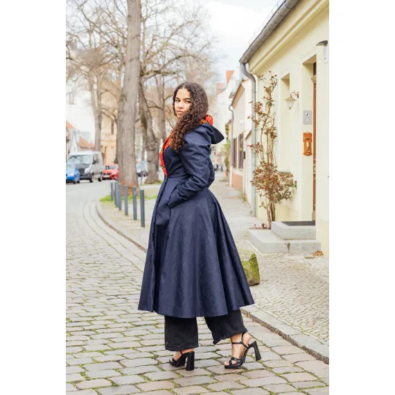 Hoodie-Wickelkleid Rot Rückseite