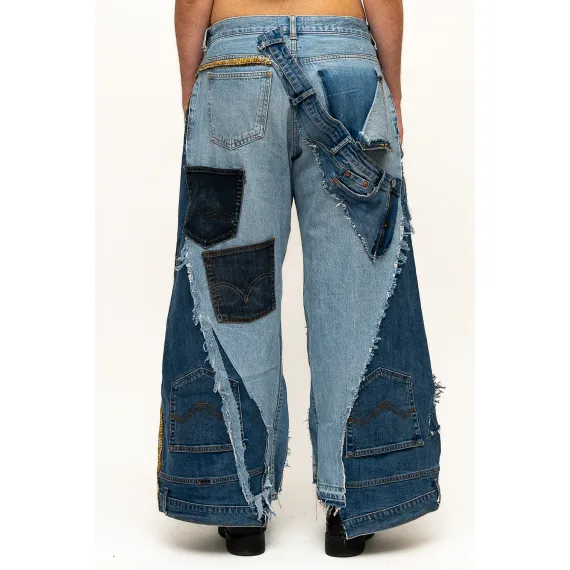 Patchwork-Hose Jeans Rückseite