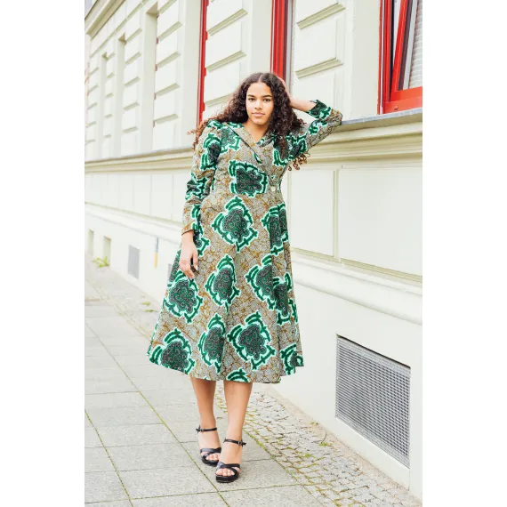 Hoodie-Wickelkleid Grüner Print ohne Hoddie