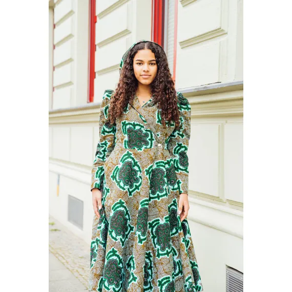 Hoodie-Wickelkleid Grüner Print