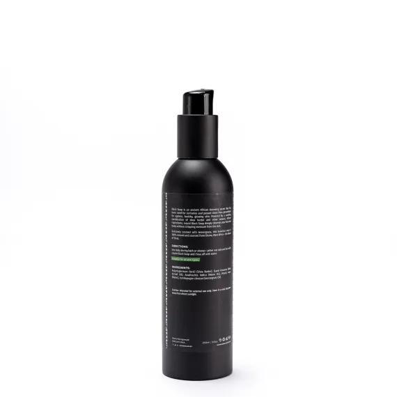 Schwarze Flüssigseife für Männer Rückseite