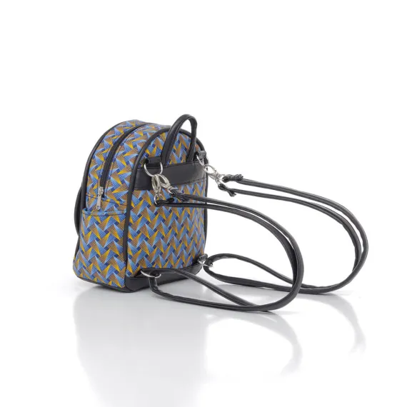 Shweshwe Mini-Rucksack Blau vorne