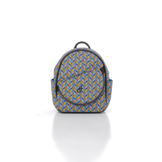 Shweshwe Mini-Rucksack Blau hinten