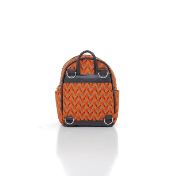 Shweshwe Mini-Rucksack Orange Vorderseite