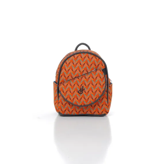 Shweshwe Mini-Rucksack Orange Rückseite