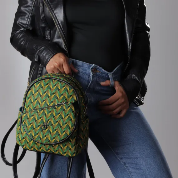 Shweshwe Mini-Rucksack Grün